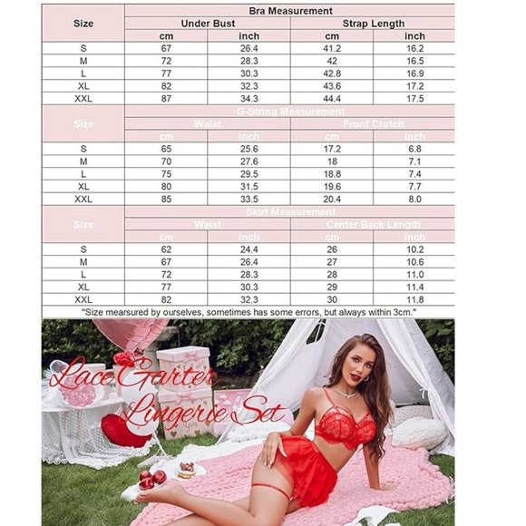 Red Lace Garter Lingerie Mesh Mini Skirt Nightwear Babydoll - Picture 2 of 3